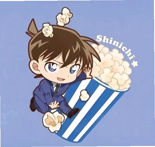 Conan chibi cute với ánh mắt quyết tâm