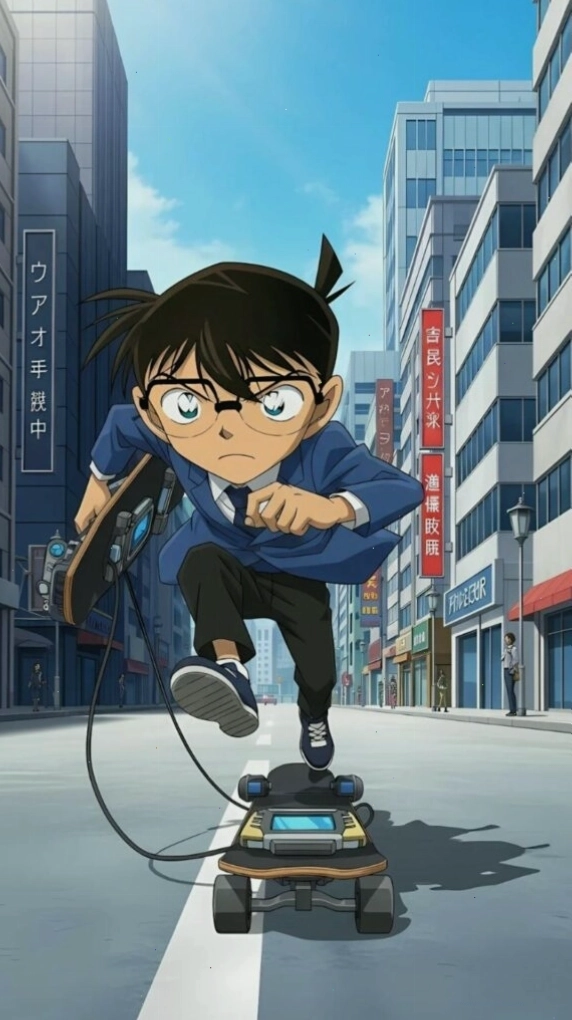 Conan trượt ván truy đuổi tội phạm đầy kịch tính