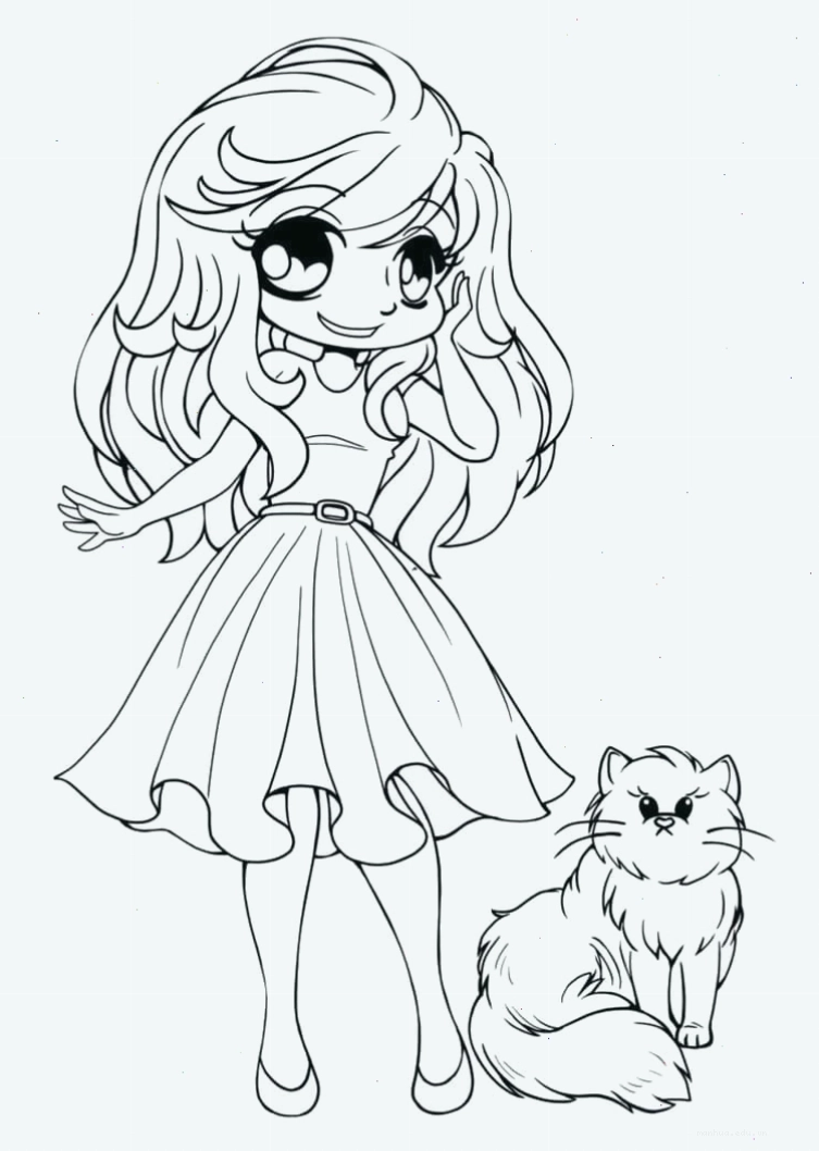Công chúa anime cổ trang bên cạnh chú mèo đáng yêu