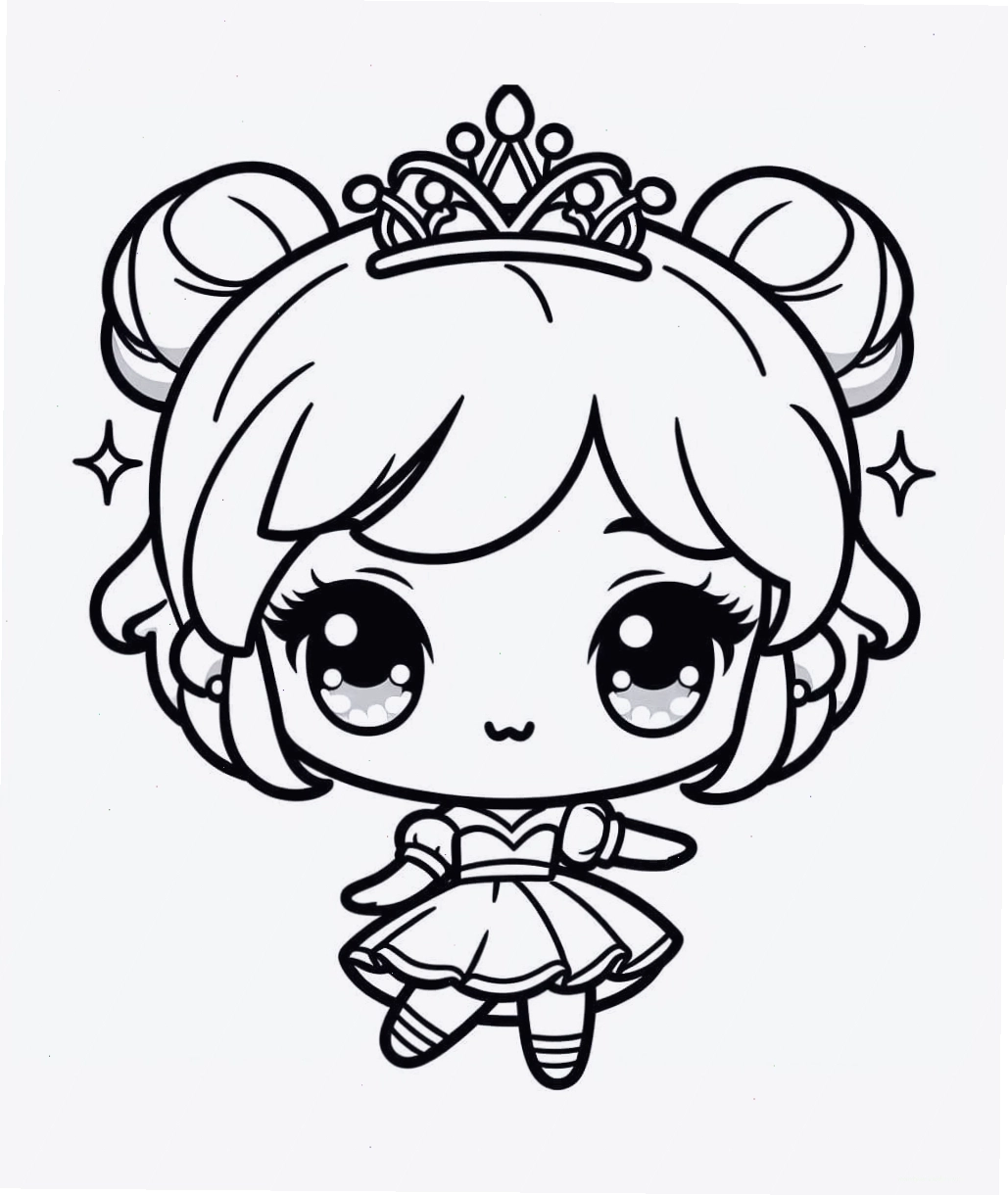 Công chúa chibi cute đang chơi đùa cùng chú thỏ