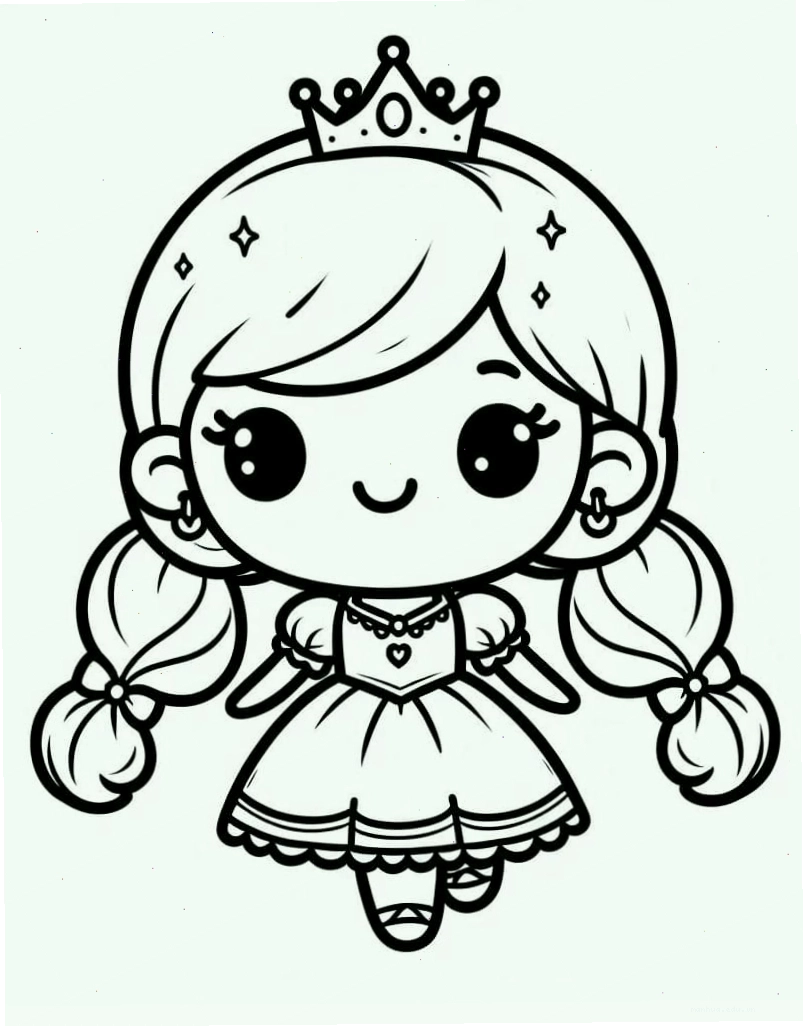 Công chúa chibi dễ thương với phụ kiện tóc xinh xắn