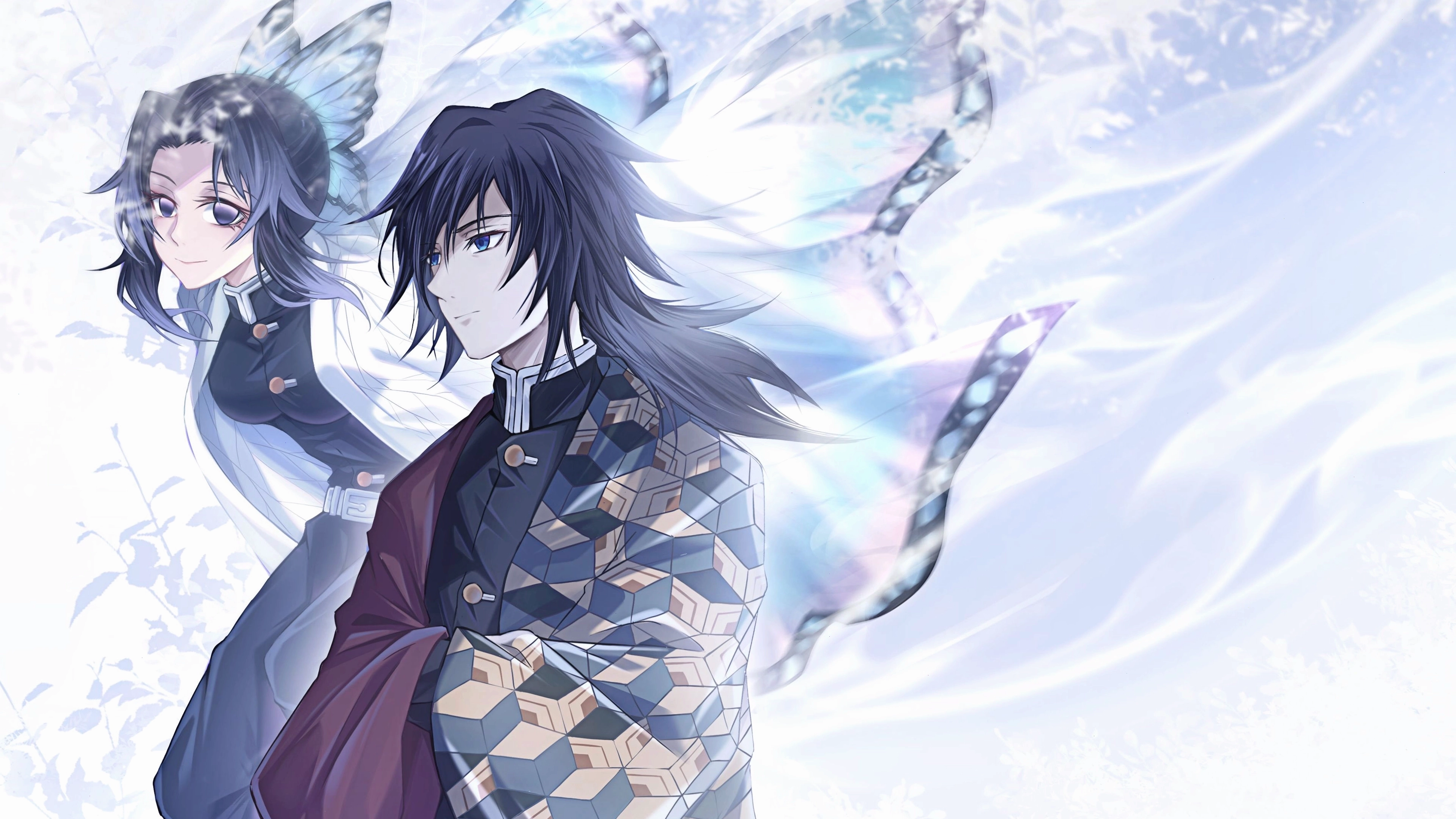 Demon Slayer Giyuu Tomioka Shinobu Kochou 4K HD Anime Wallpaper