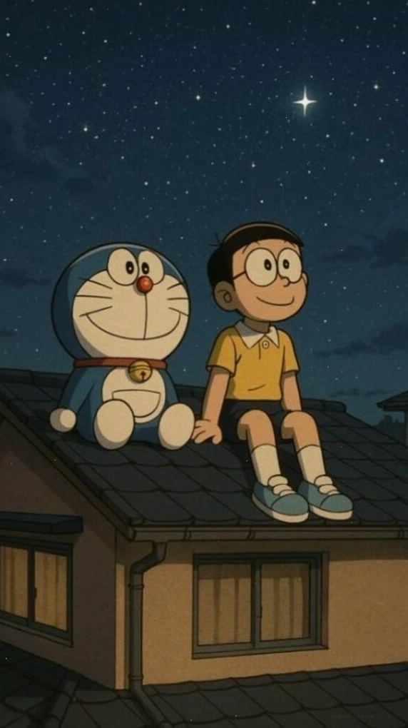 Doremon và Nobita ngắm sao, hình nền lãng mạn