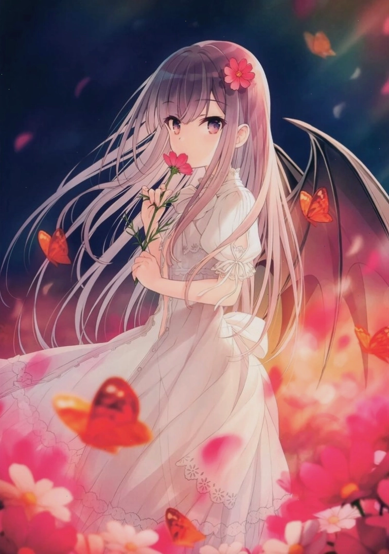 Hình ảnh anime girl dễ thương với đôi cánh