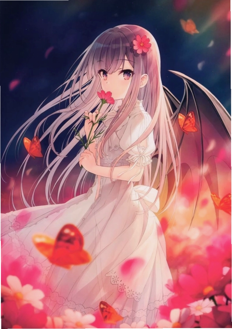 Hình ảnh anime girl dễ thương với đôi cánh ác quỷ