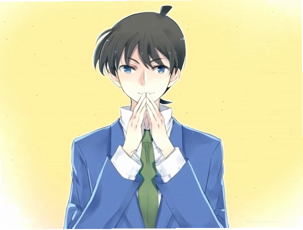 Hình ảnh cận mặt Shinichi Kudo với ánh mắt đầy quyết tâm