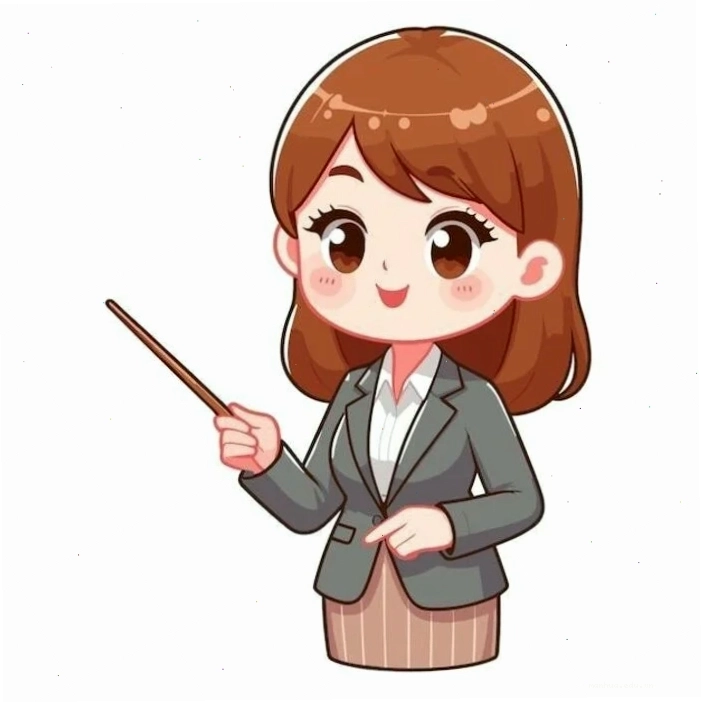 Hình ảnh chibi cô giáo với biểu cảm vui tươi