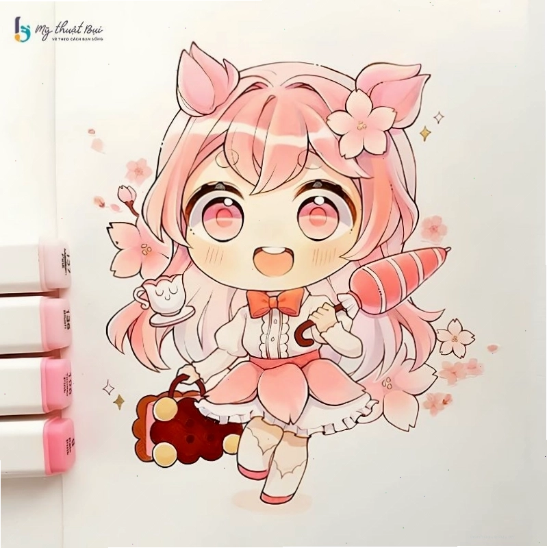 Hình ảnh chibi nữ cute đang mặc váy với đôi chân nhỏ nhắn