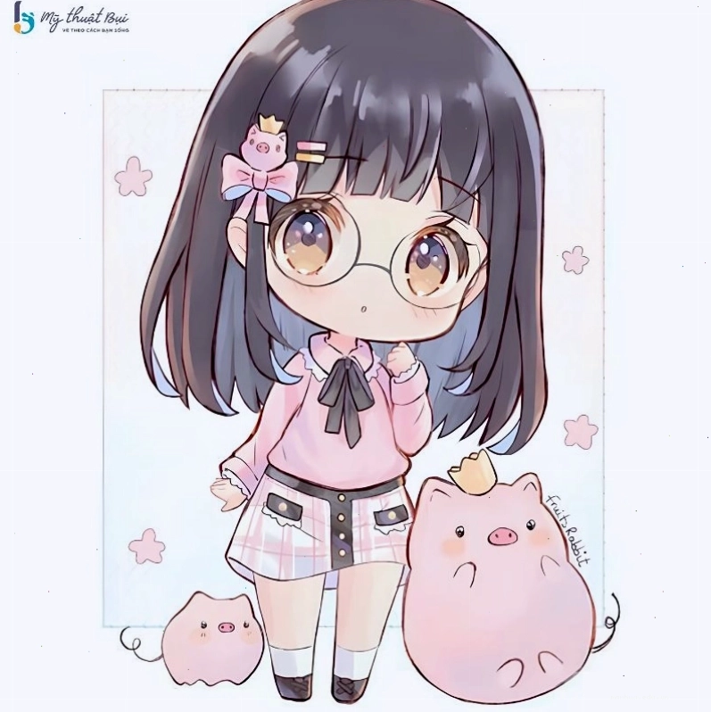 Hình ảnh chibi nữ dễ thương trong trang phục hầu gái