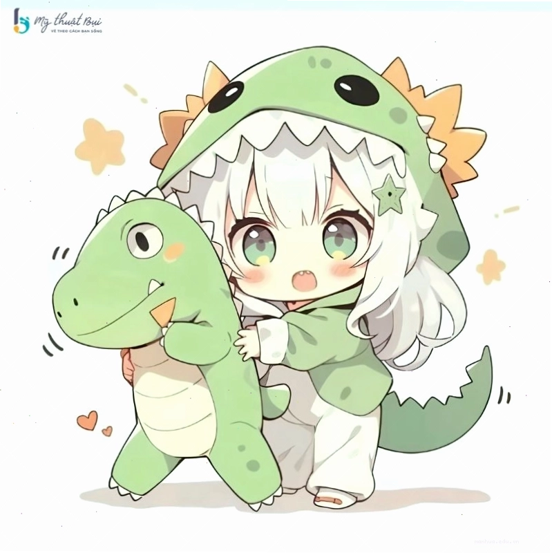 Hình ảnh chibi nữ dễ thương với phụ kiện tai thỏ