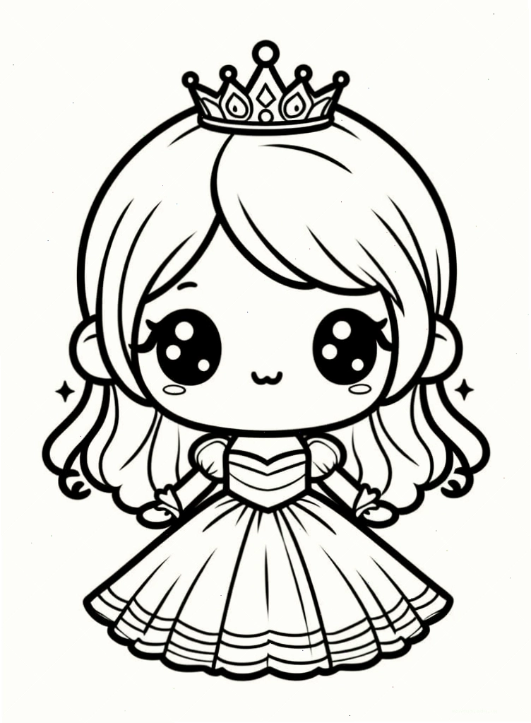 Hình ảnh công chúa chibi đáng yêu trong bộ váy hồng lộng lẫy