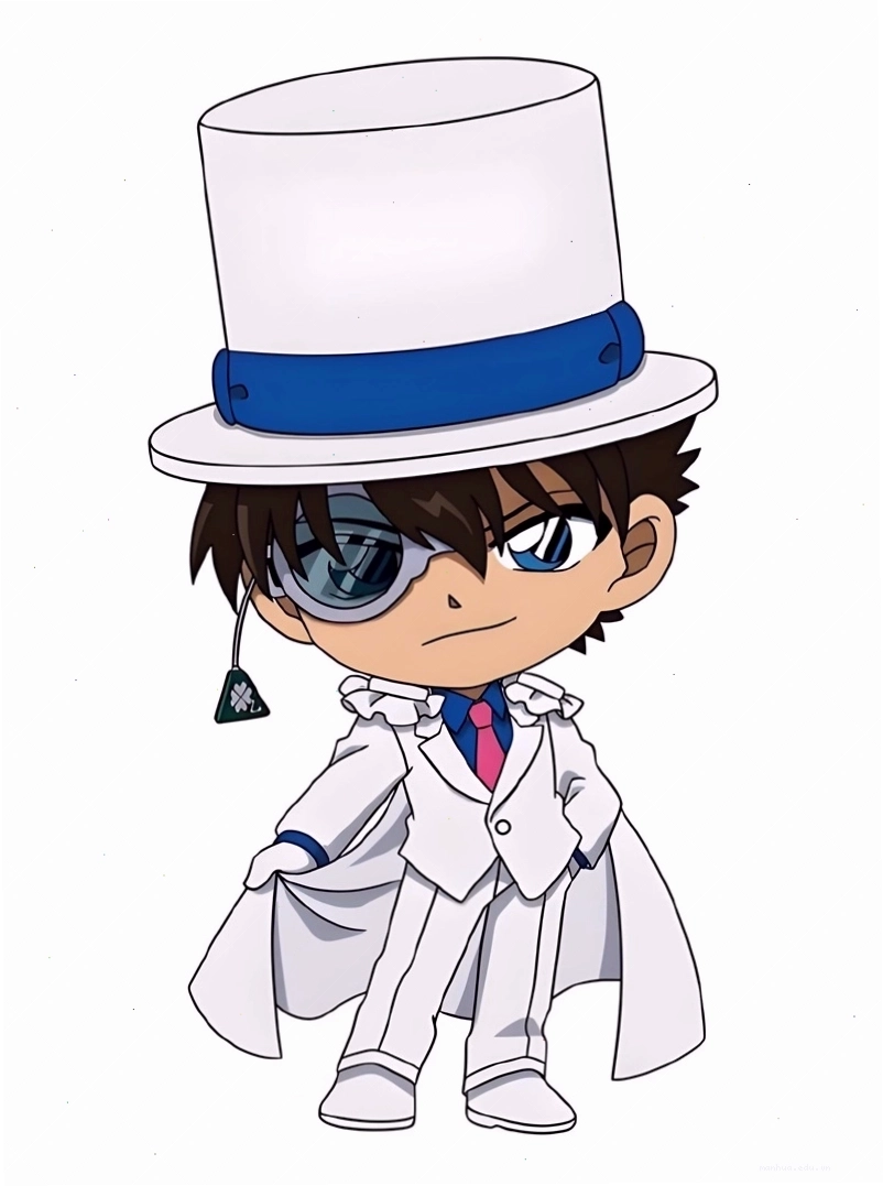 Hình ảnh Kaito Kid chibi đang thực hiện ảo thuật