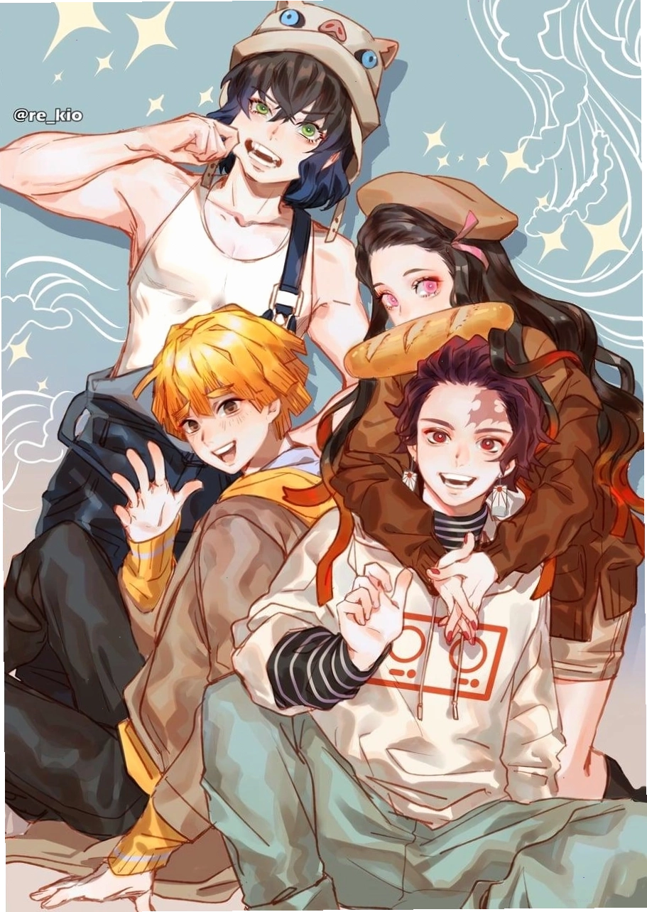Hình ảnh Nezuko và Zenitsu phiên bản chibi