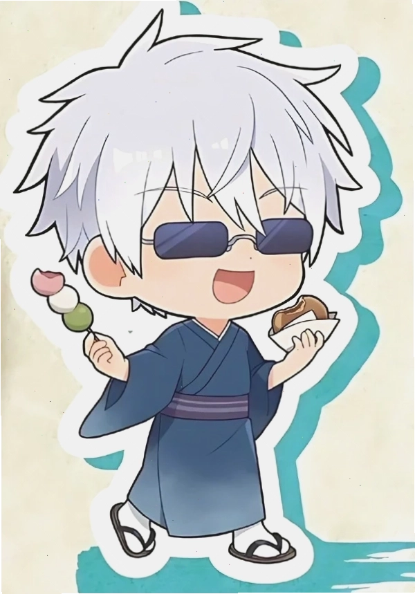 Hình ảnh Satoru Gojo chibi với biểu cảm ngộ nghĩnh đáng yêu