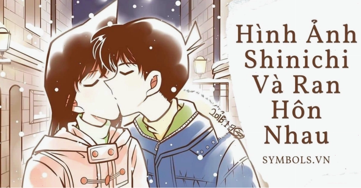 Hình ảnh Shinichi và Ran trao nhau nụ hôn nồng cháy