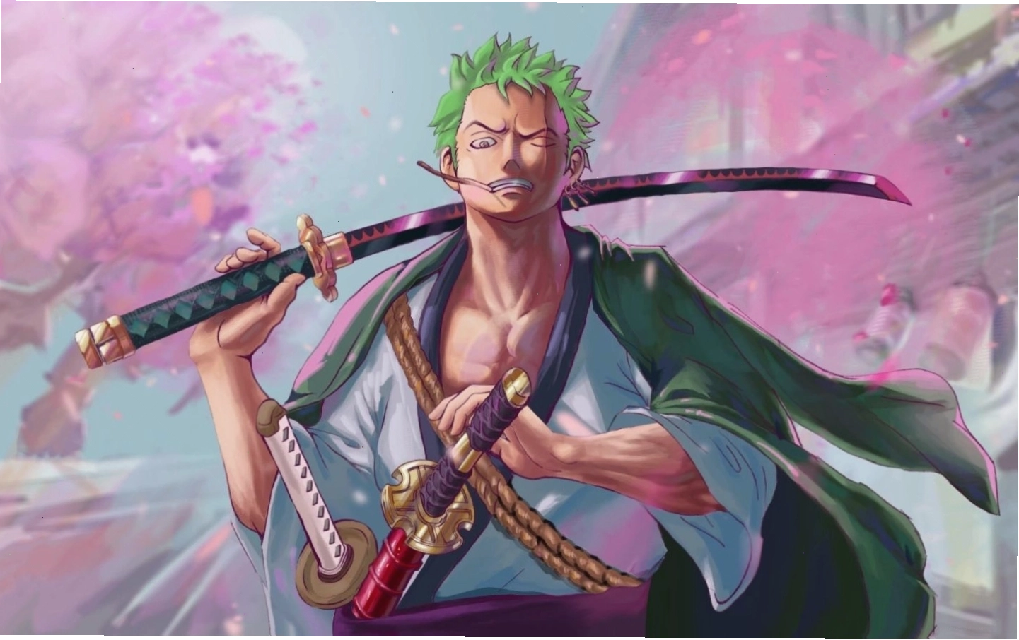 Hình ảnh Zoro trong tư thế tấn công đầy uy lực