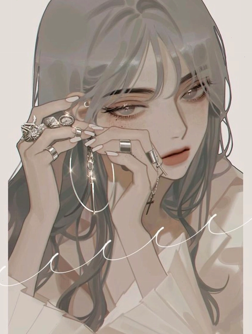 Hình anime nữ ngầu lạnh lùng với trang phục tối màu và ánh mắt sắc sảo