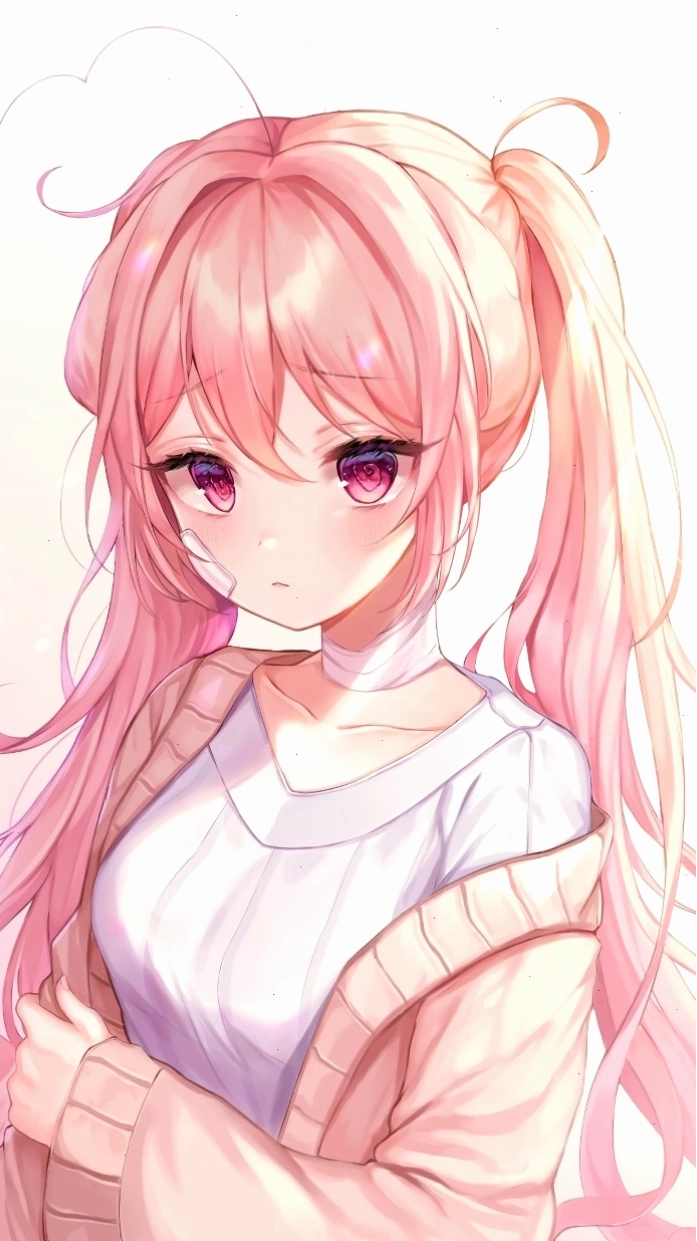 Hình anime nữ tóc hồng cá tính
