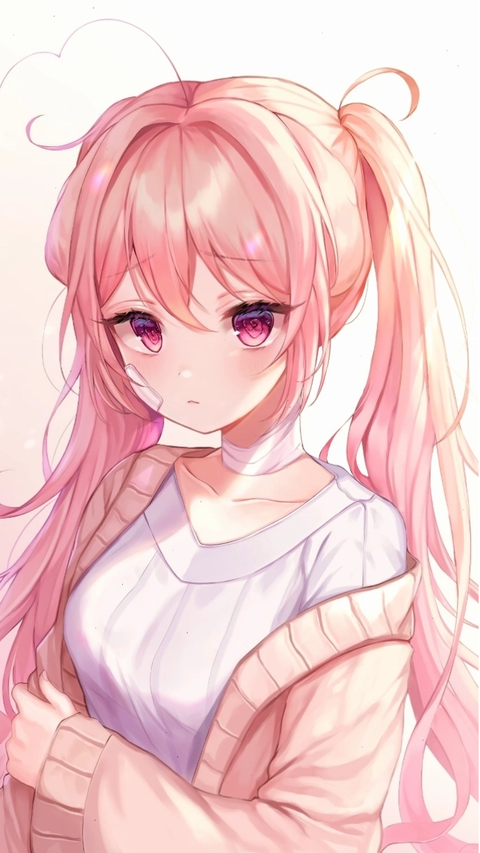 Hình anime nữ tóc hồng vừa cute vừa cá tính với trang phục thời thượng