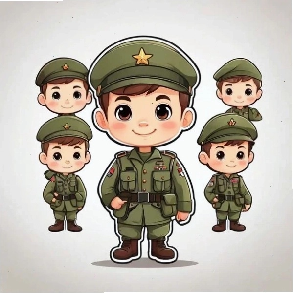 Hình chibi đơn giản chú bộ đội