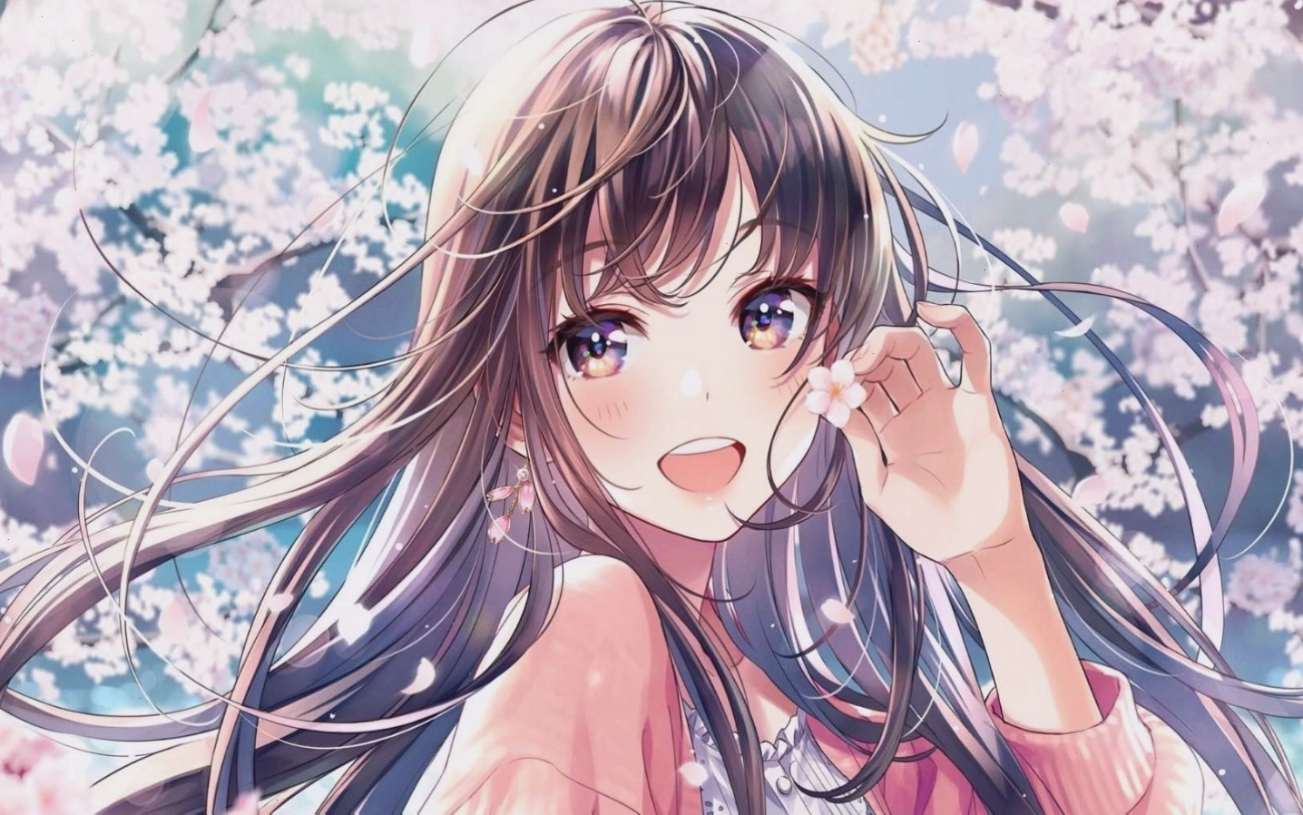 Hình nền anime cute đáng yêu với nhân vật nữ tóc hồng