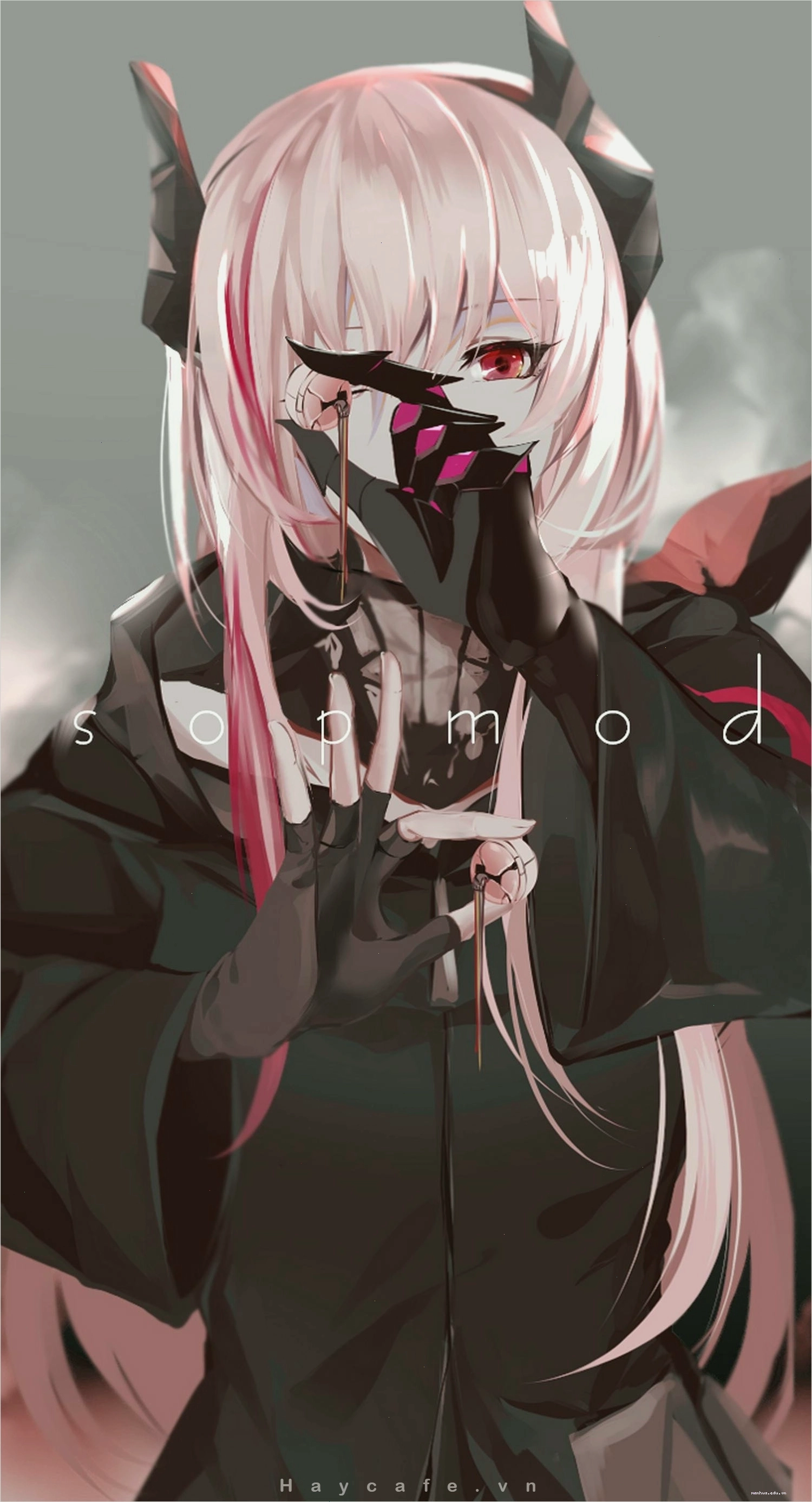 Hình nền anime nữ tóc hồng lạnh lùng
