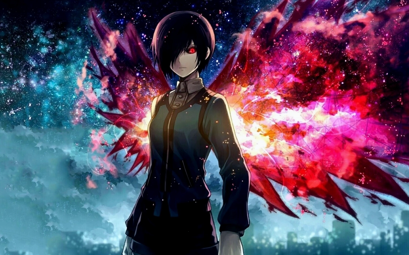 Hình nền anime quyền lực với nhân vật nam cực ngầu cho máy tính
