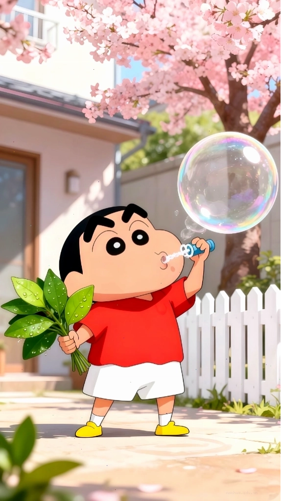 Hình nền cậu bé Shin thổi bong bóng