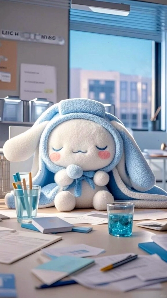 Hình nền Cinnamoroll ngủ gật bàn học, tạo vibe chăm chỉ