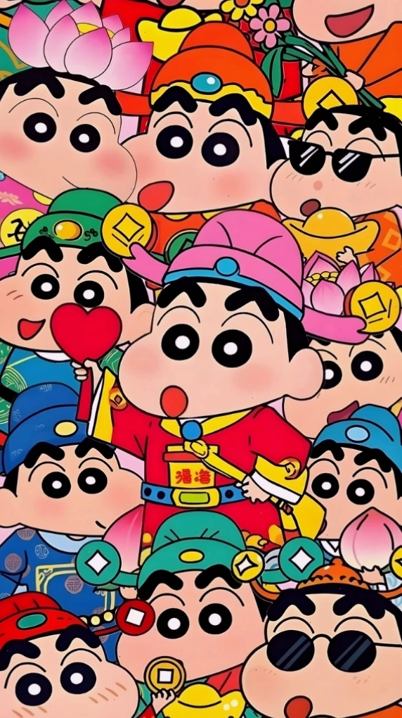 Hình nền cu Shin Chan với nhiều biểu cảm đáng yêu