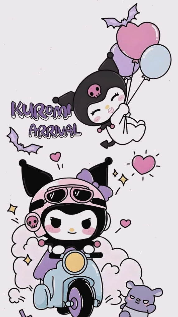 Hình nền Kuromi chạy xe phong cách, thể hiện sự năng động