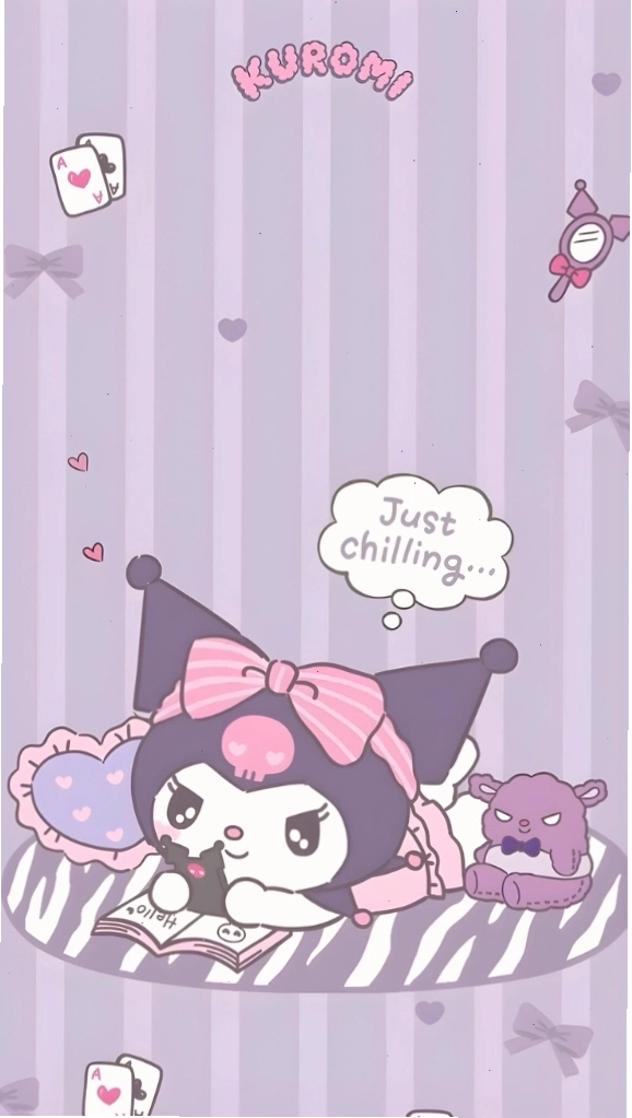 Hình nền Kuromi chilling thư giãn