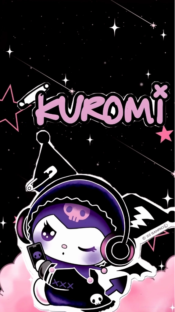 Hình nền Kuromi đeo tai nghe