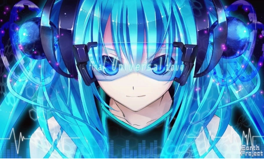 Hình nền máy tính anime nữ 3D với hiệu ứng ánh sáng ấn tượng