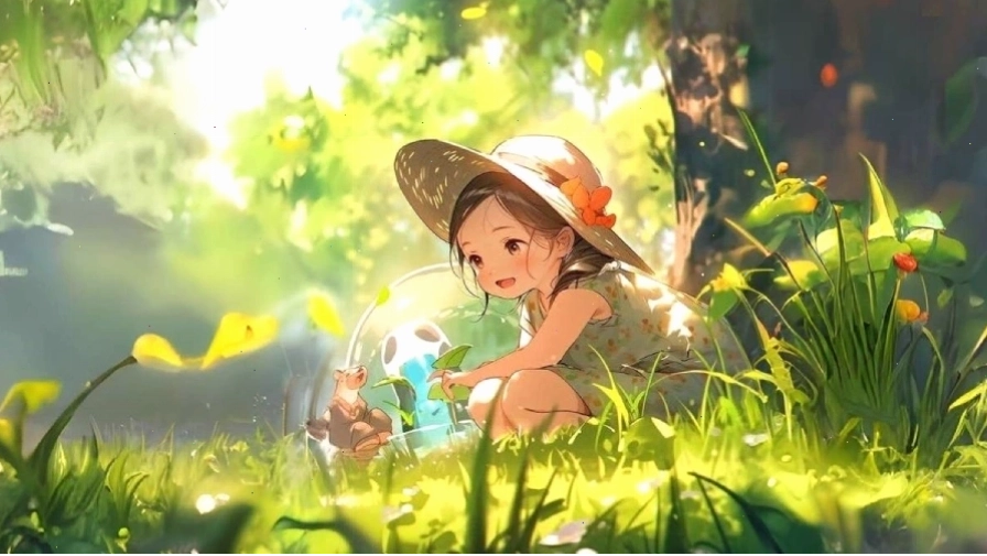 Hình nền máy tính Anime với hiệu ứng lấp lánh