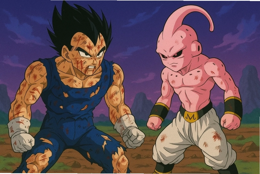 Majin Buu Gohan đối đầu với các chiến binh Z
