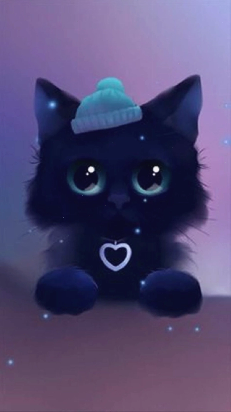 Mèo đen anime với ánh mắt bí ẩn