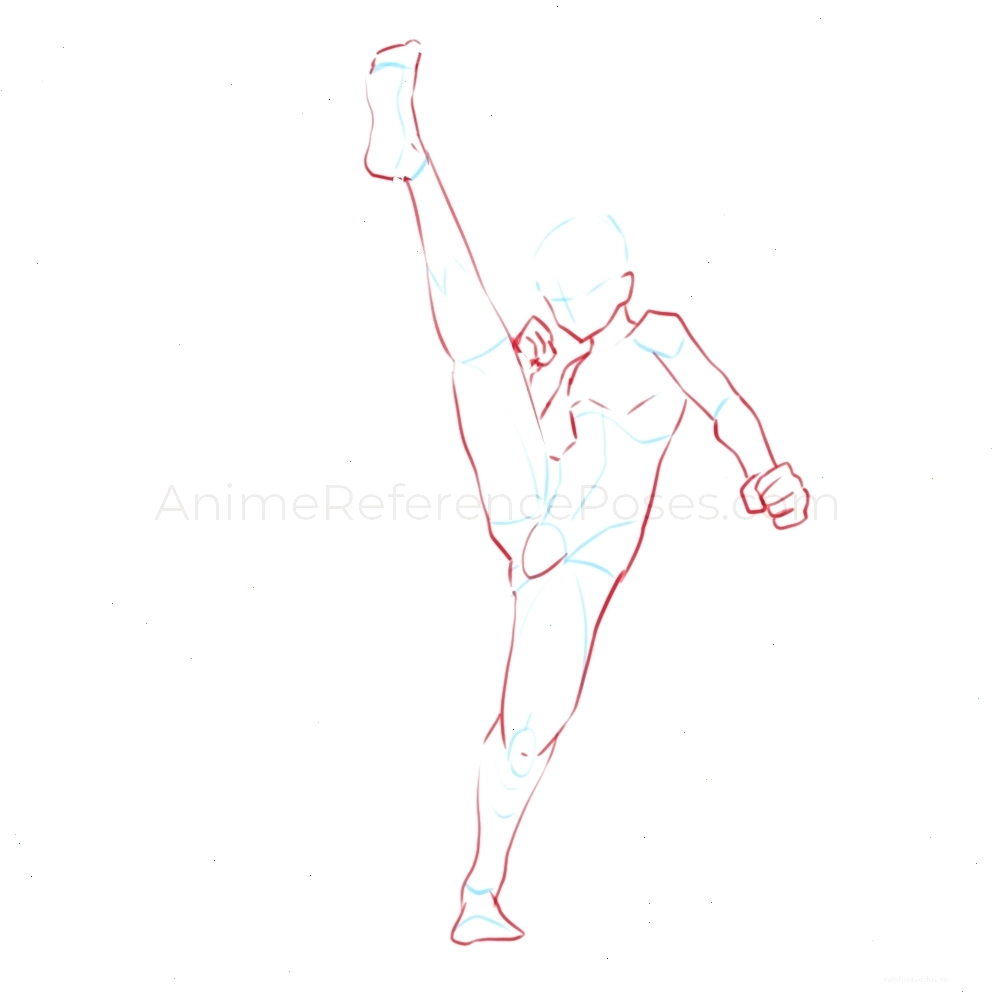 Nam anime đang thực hiện cú đá ngang
