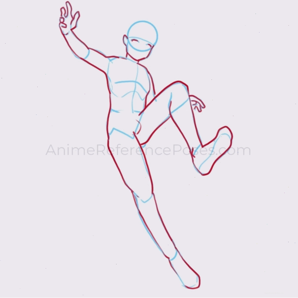Nam anime thực hiện động tác đá mạnh mẽ