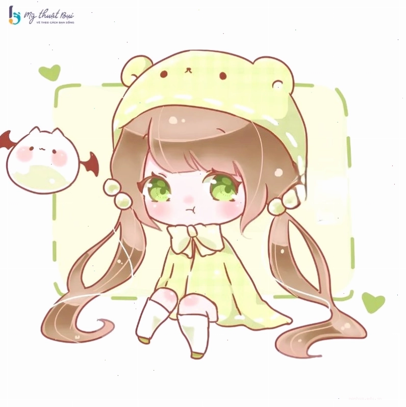 Nhân vật anime chibi với phong cách thời trang hiện đại