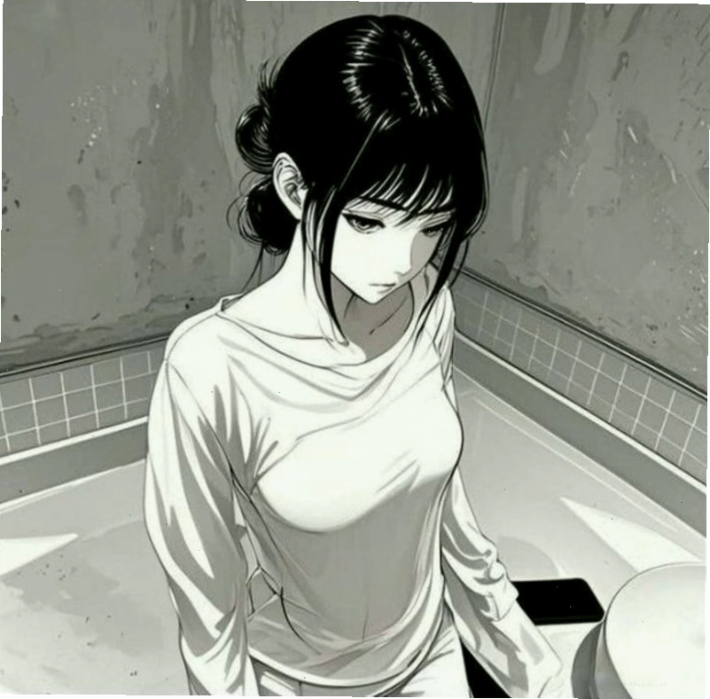 Nhân vật anime nữ cá tính với trang phục độc đáo không màu