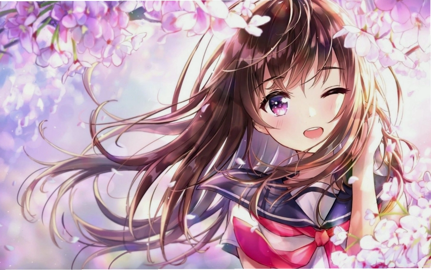 Nhân vật anime nữ trong trang phục học sinh, toát lên vẻ ngây thơ