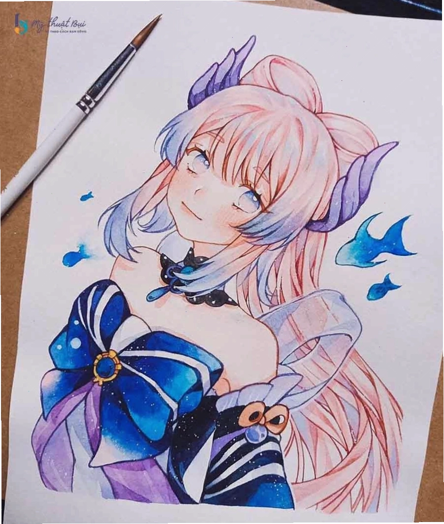 Nhân vật anime nữ với biểu cảm buồn bã