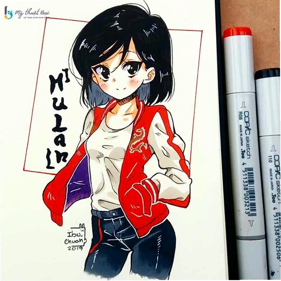 Nhân vật anime nữ với trang phục đơn giản đáng yêu không màu