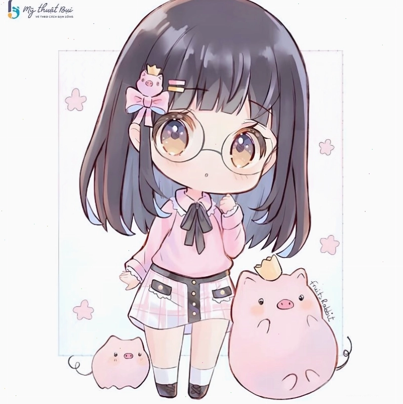 Nhân vật chibi nam dễ thương với mái tóc vuốt ngược