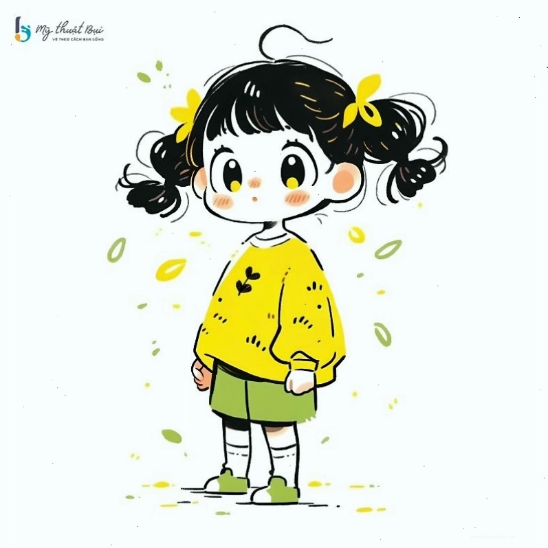 Nhân vật chibi nữ trong trang phục váy xòe dễ thương