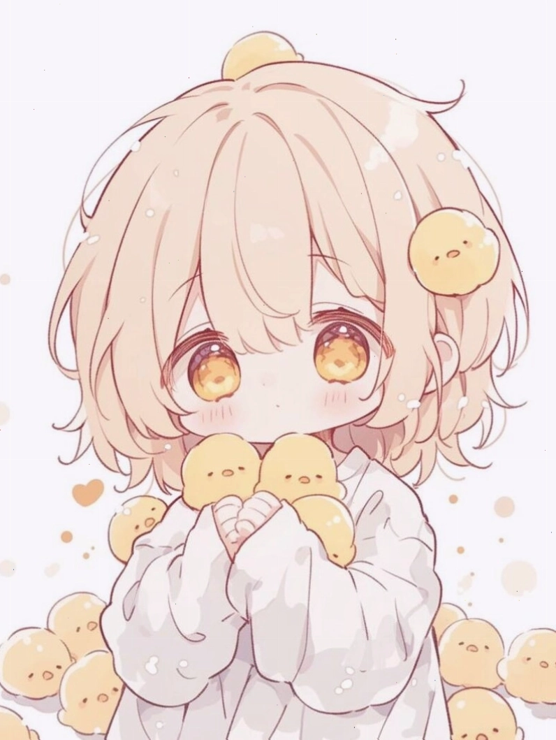 Nhân vật chibi nữ với trang phục màu hồng dễ thương