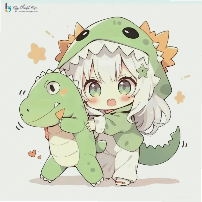 Nhân vật chibi với trang phục mùa hè