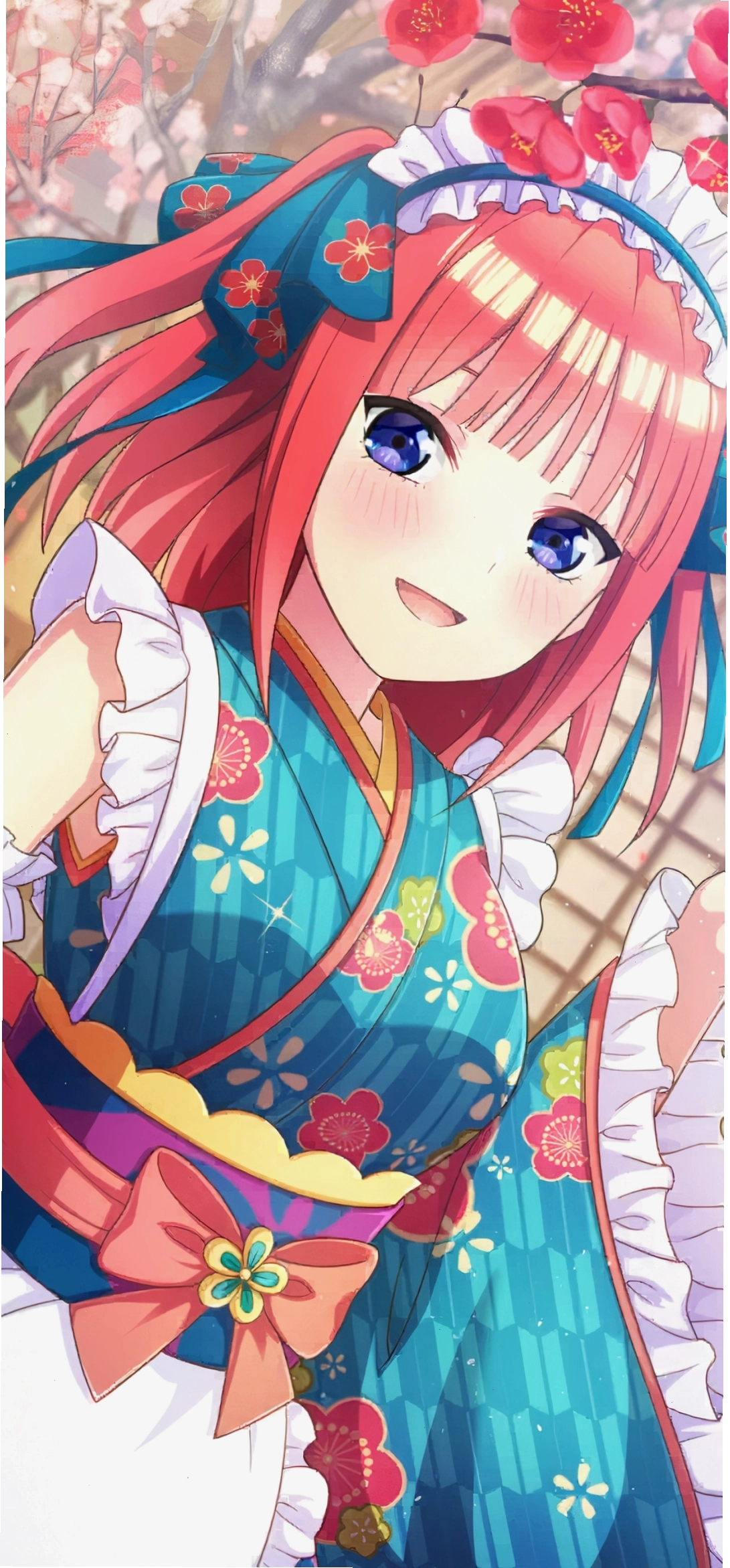 Nino Nakano Phone Wallpaper với biểu cảm tươi tắn