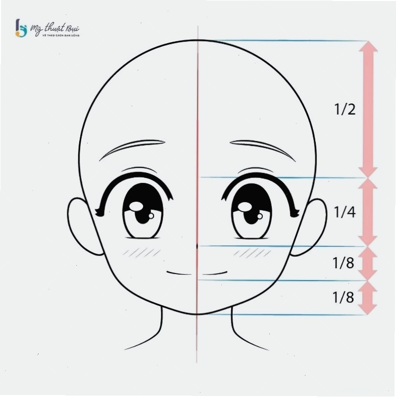 Phác thảo hình dạng đầu cơ bản cho khuôn mặt anime nữ